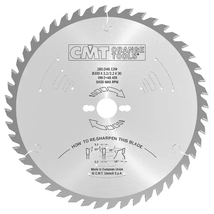 Katkaisuterä hm 315x3,2x30mm z54 a15° ß 315x3,2/2,2x30 z54 a=15° b=10° atb, cmt - Pyörösahanterät - 503-294-054-12MCMT - 1