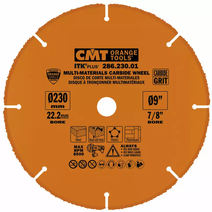 Multi-materials carbide wheel for angle grinder 230x22,23mm, cmt - Pyörösahanterät metallille - 503-286-230-01CMT - 1