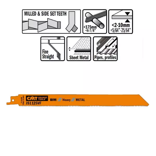 Puukkosahanterä 205x1,25mm bim co8 z10-14tpi bim co8 5 kpl 205x1,25mm z10-14tpi, cmt - Puukkosahanterät - 503-JS1125VF-5CMT - 1