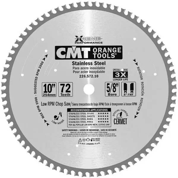 Pyörösahanterä inoxille 355x2,2/25,4mm z90, cmt - Pyörösahanterät metallille - 503-226-590-14CMT - 1