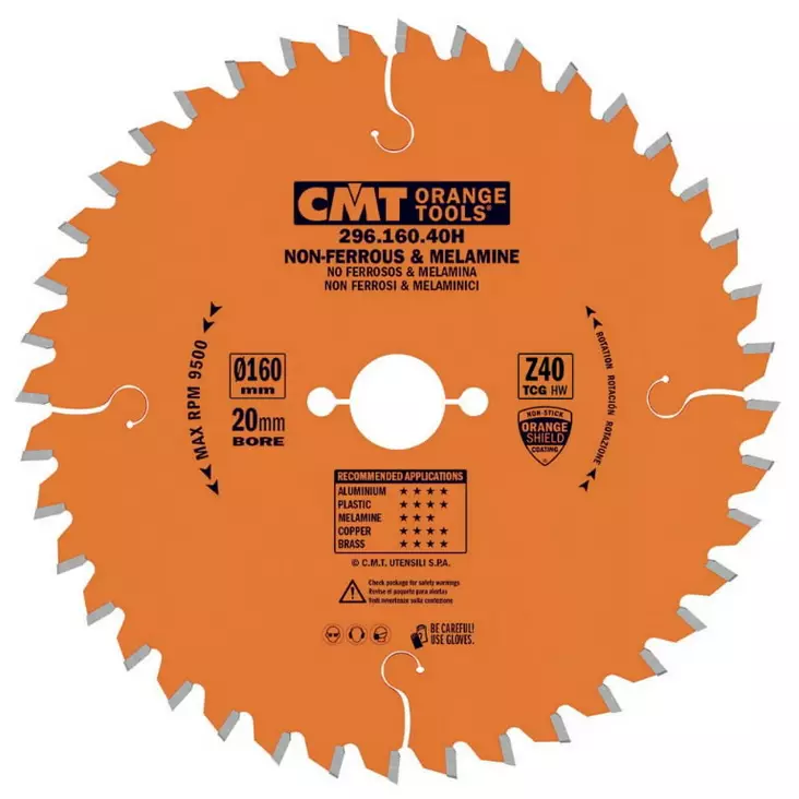 Pyörösahanterä värimetalleille ja laminaatille industrial li 160x2,2/1,6x20mm z56 a=-6° b=tcg, cmt - Pyörösahanterät metallille - 503-296-160-56HCMT - 1