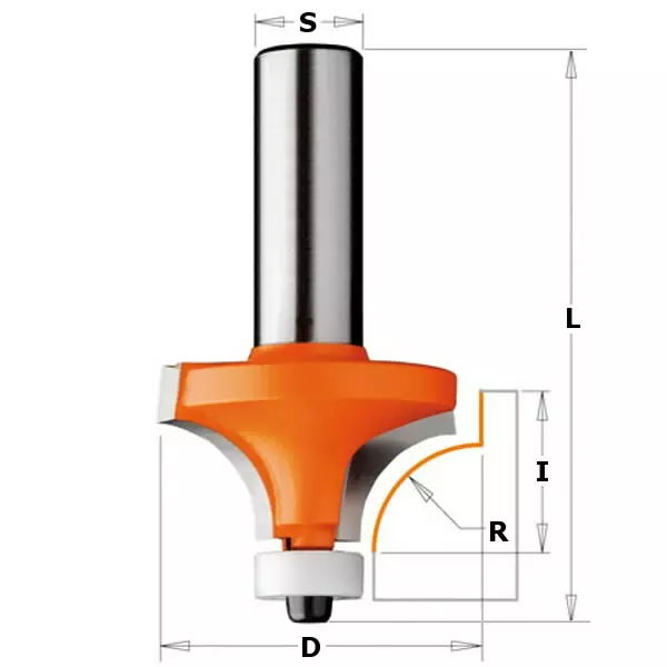 Round over router bit w/bearing s=12 d=28,7x15x62 r=8, cmt - Yläjyrsimen terät - 503-980-505-11CMT - 1