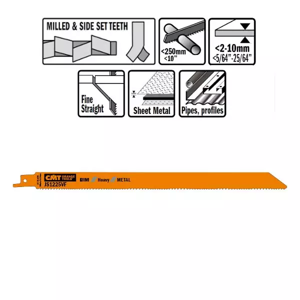Sabre saw blade for metal 5pcs in pack bim 300x1,8-2,6x10-14tpi, cmt - Puukkosahanterät - 503-JS1225VF-5CMT - 1