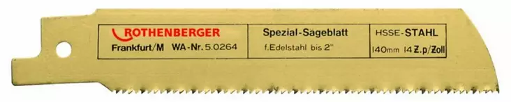 Sabre saw blade for metal hsse inox 1,6/140mm, rothenberger - Puukkosahanterät - 503-50264ROT - 1