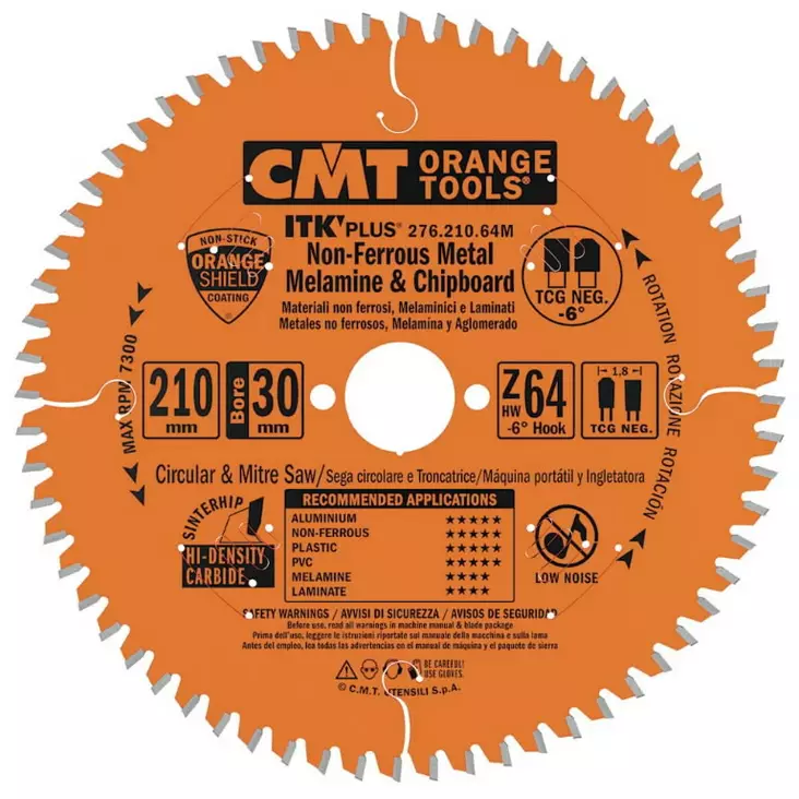 Saw blade for for non-ferrous metal&composite decki itk plus 210x30mm z64, cmt - Pyörösahanterät metallille - 503-276-210-64MCMT - 1