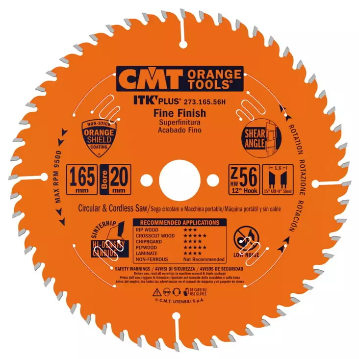 Saw blade for wood itk plus 165x20mm z56, cmt - Pyörösahanterät - 503-273-165-56HCMT - 1