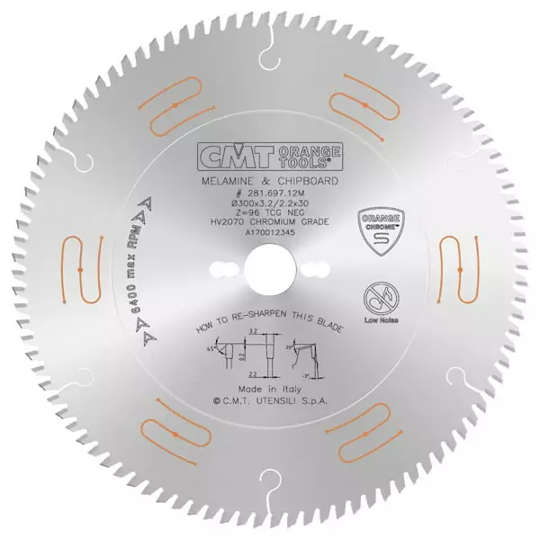 Saw blade hm (chrome) 300x3.2/2.2x30 z96 tcg-3°neg, cmt - Pyörösahanterät - 503-281-697-12MCMT - 1