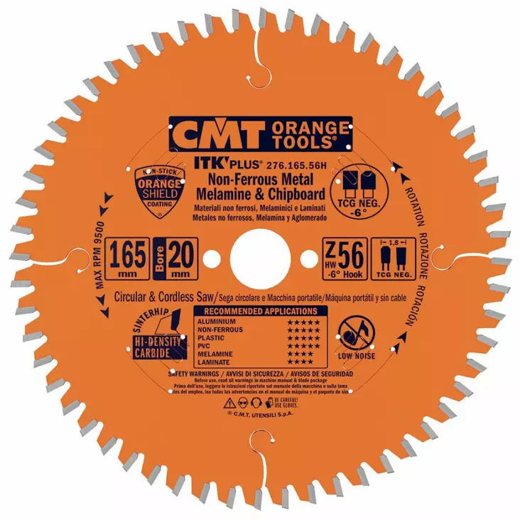 Saw blade itk-plus for non-ferrous metal&composite decking 168x20mm z52, cmt - Pyörösahanterät metallille - 503-276-168-52HCMT - 1