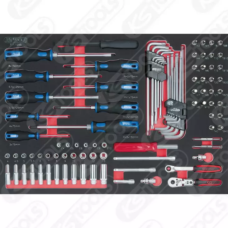 Scs-hylsyavainsarja, 1/4´´, 95-os, 1/1-säilytyslokerikossa, ks tools - Työkalut työkaluvaunuihin - 503-711-1095KST - 1