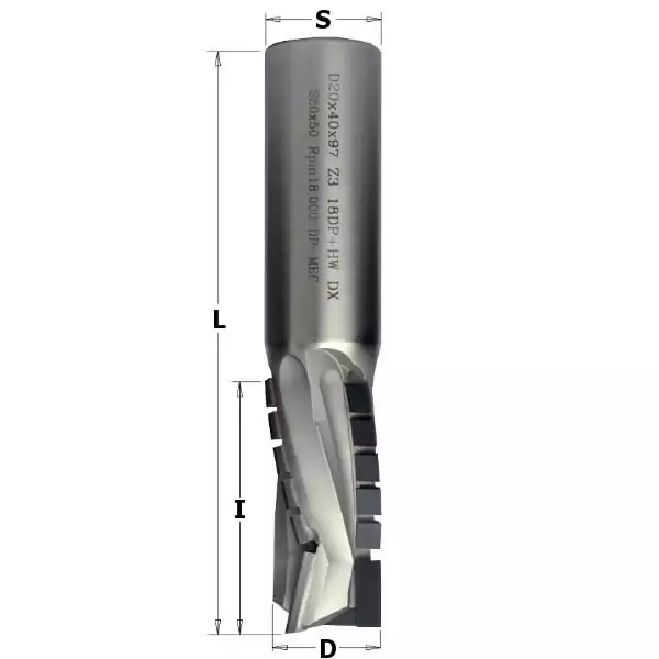 Spiral router bit z3 21-dp (pcd) d=20x45x102 s=20x50 rh, cmt - Yläjyrsimen terät - 503-143-204-61CMT - 1