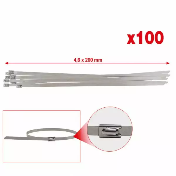 Stainless steel ball-lock cable ties, 4,6x200mm, 100 pcs, ks tools - Moottorityökalut - 503-115-1591KST - 1