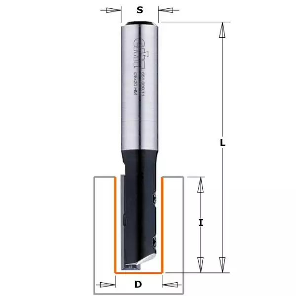 Straight bit with cutter z1 s=12 d=8x20 rh, cmt - Yläjyrsimen terät - 503-651-081-11CMT - 1