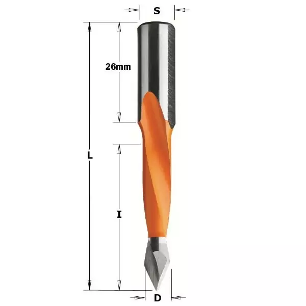 Through hole dowel drill s=10x26 d=6x70 lh, cmt - Puunporaus - 503-314-060-12CMT - 1