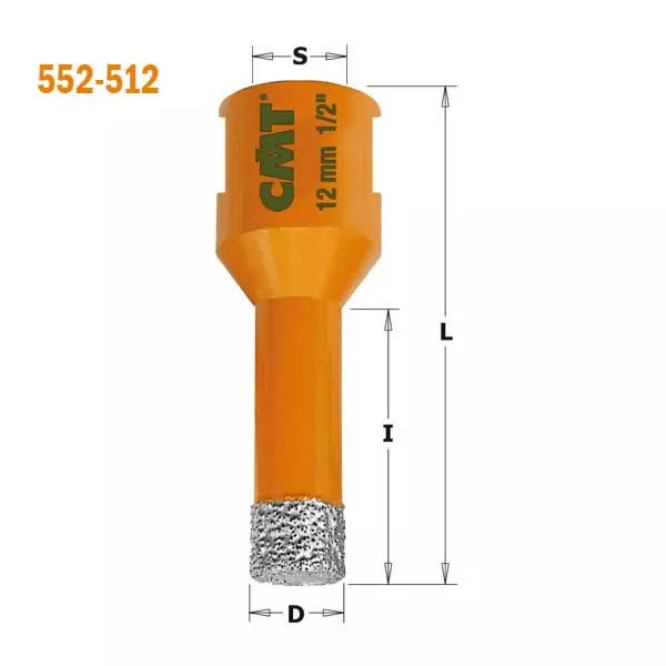 Timanttikuppiterä 8x35x60 s=m14, cmt - Reikäsahat ja sarjat - 503-552-508CMT - 1