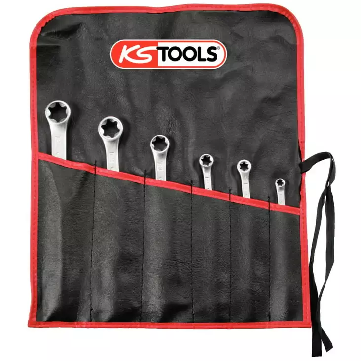 Torx-e -kaksoislenkkiavainsarja, 6-os, ks tools - Lenkki- ja kiintolenkkiavaimet - 503-911-0370KST - 1