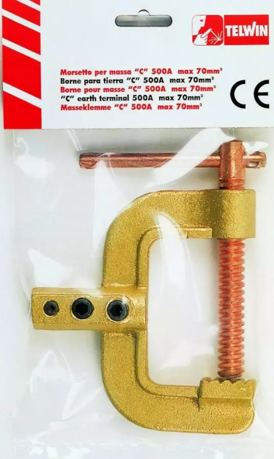 Earth clamp ´´c´´, max 70mm2 500a, telwin - Hitstauskaapelit ja puikonpitimet - 503-802536TELW - 1