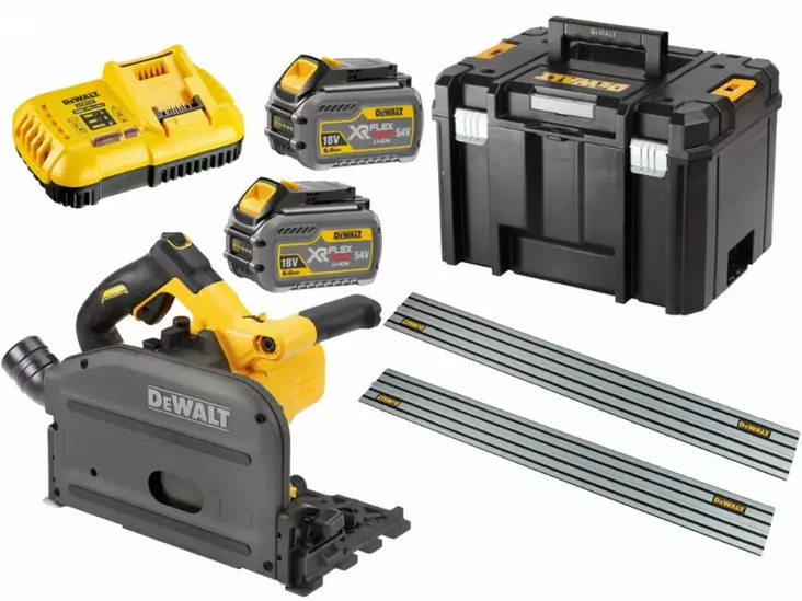 Plunge saw dcs520t2r, flexvolt, 165mm, 6,0 ah + guide rail, dewalt - Pyörösahat - 503-DCS520T2RDW - 1
