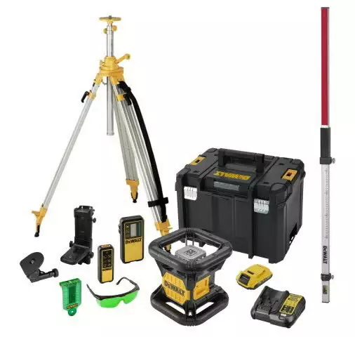 Rotary laser dck379d1g, green line, 600m, 18v / 2,0ah, dewalt - Ristiviivalaserit - 503-DCK379D1GDW - 1