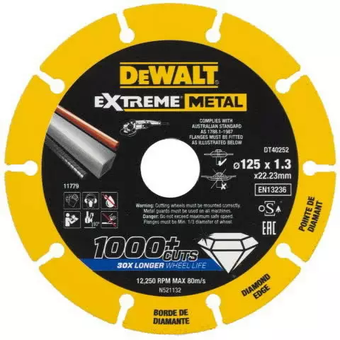 Timanttikatkaisulaikka for metal 125x1,3/22,23mm, dewalt - Timanttikatkaisulaikat - 503-DT40252DW - 1